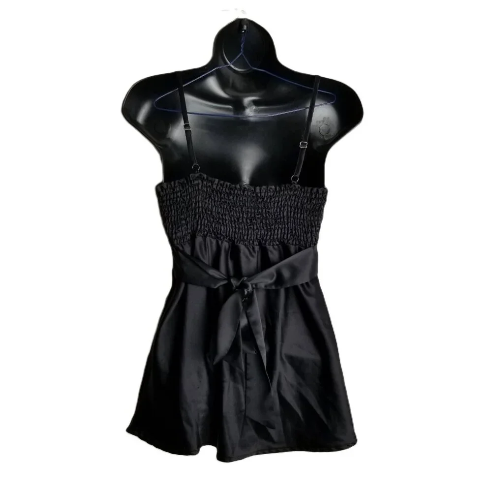 MIXIT Black Satin Babydoll Camisole Small Coquette Goth Y2K Romantic